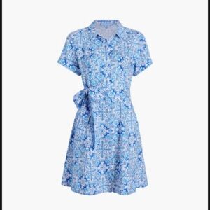 Hill House Laura dress Blue Mosaic Linen small
